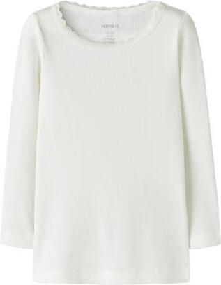 NAME IT MINI ribgebreide longsleeve wit Meisjes Stretchkatoen Ronde hals