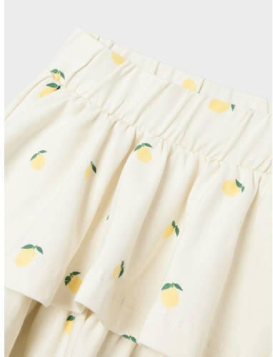 Name it MINI rok NMFDIA met all over print ecru geel groen Meisjes Katoen 104