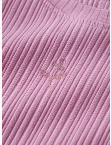 NAME IT MINI slim fit longsleeve met ruches roze Meisjes Katoen Ronde hals - Foto 2