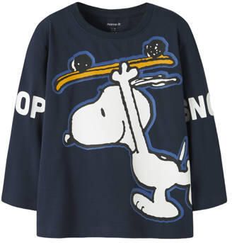 NAME IT MINI Snoopy longsleeve donkerblauw Jongens Stretchkatoen Ronde hals - Foto 4