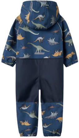 Name it MINI softshell buitenspeelpak met all over print denim blauw bruin groen Jas 104 - Foto 2