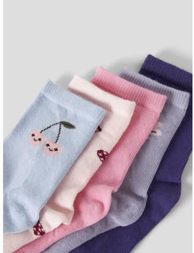 NAME IT MINI sokken met print roze meerkleurig (set van 5) Meisjes Stretchkatoen - Foto 2