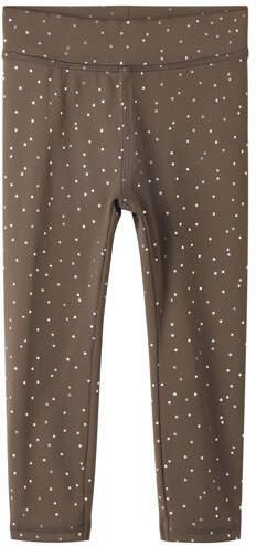 NAME IT MINI sportlegging donkerbruin Sportbroek Meisjes Polyamide Stip