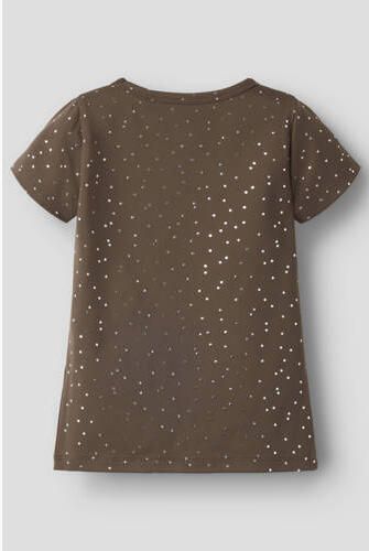 NAME IT MINI sportshirt donkerbruin Sport t-shirt Meisjes Polyamide Ronde hals