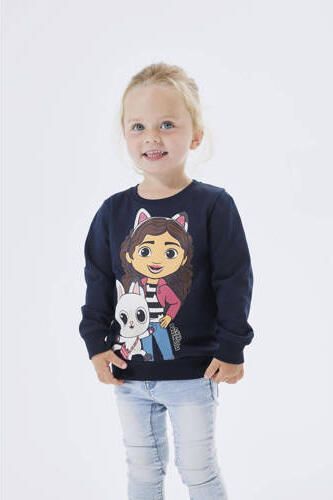 Name it MINI sweater Gabby Cats NMFNESS met printopdruk donkerblauw meerkleurig 122 128 - Foto 2