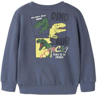 NAME IT MINI sweater met backprint blauw Jongens Katoen Ronde hals Backprint - Foto 3