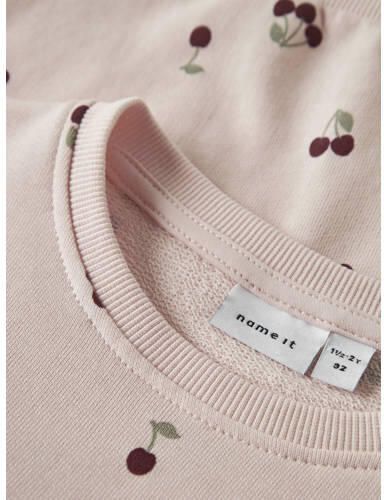 NAME IT MINI sweater met kersenprint lichtroze All over print - Foto 2