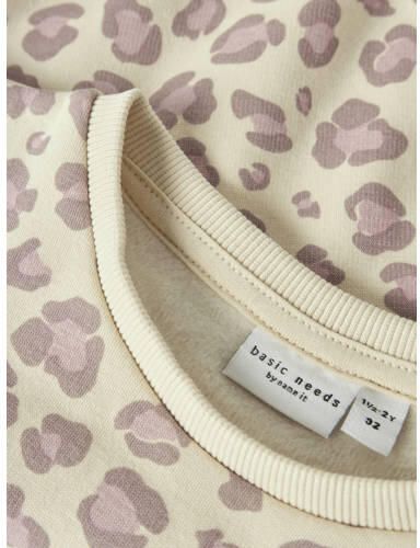 Name It Sweatshirt NMFDAVINA LS SWEAT FLEECE BRU NOOS in klassieke vorm en met geweldige alloverprint - Foto 2