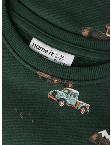 NAME IT MINI sweater met print donkergroen All over print - Foto 2