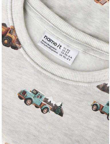 NAME IT MINI sweater met print lichtgrijs All over print - Foto 2
