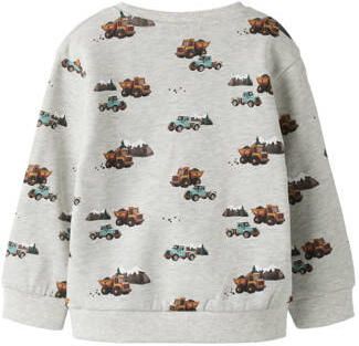 NAME IT MINI sweater met print lichtgrijs All over print - Foto 3