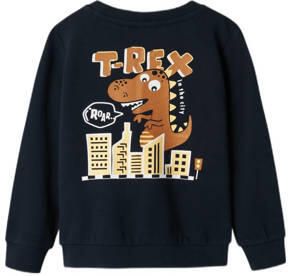 Name it MINI sweater NKMVASHA met backprint donkerblauw Backprint 122 128