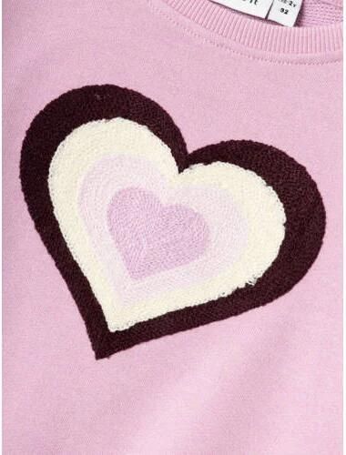 Name it MINI sweater NMFKATLA met printopdruk en borduursels roze Printopdruk 122 128 - Foto 2