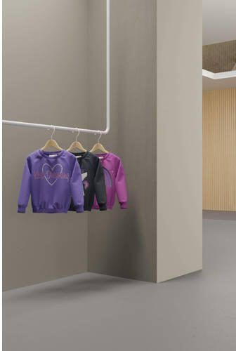 Name it MINI sweater NMFRODJA met printopdruk donkerblauw paars Printopdruk 86