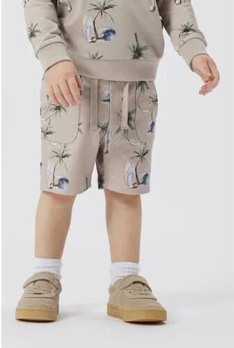 Name it MINI sweatshort NMMHERMOD met all over print beige blauw wit Korte broek 104 - Foto 3