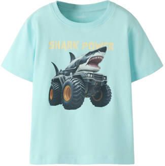 NAME IT MINI T-shirt aquablauw Jongens Katoen Ronde hals Printopdruk