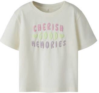 NAME IT MINI T-shirt ecru Meisjes Katoen Ronde hals Tekst
