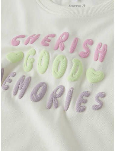 NAME IT MINI T-shirt ecru Meisjes Katoen Ronde hals Tekst - Foto 2