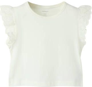 NAME IT MINI T-shirt ecru Top Meisjes Katoen Ronde hals Effen
