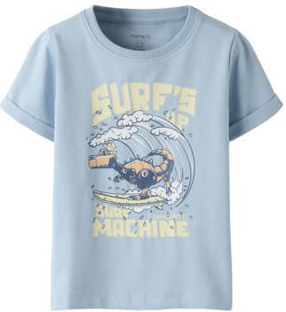 NAME IT MINI T-shirt lichtblauw Jongens Stretchkatoen Ronde hals Printopdruk