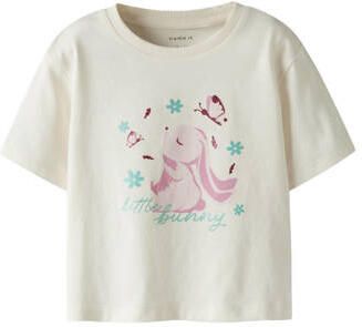 NAME IT MINI T-shirt lichtgeel Meisjes Katoen Ronde hals Printopdruk