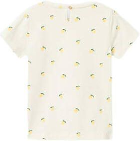 Name it MINI T-shirt met all over print en ruches ecru geel groen Meisjes Stretchkatoen Ronde hals 104 - Foto 2