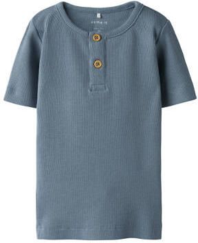 NAME IT MINI T-shirt middenblauw Jongens Stretchkatoen Ronde hals Effen