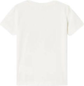 Name it MINI T-shirt NMFFRANSISCA met printopdruk en 3D applicatie wit Meisjes Stretchkatoen Ronde hals 104 - Foto 2