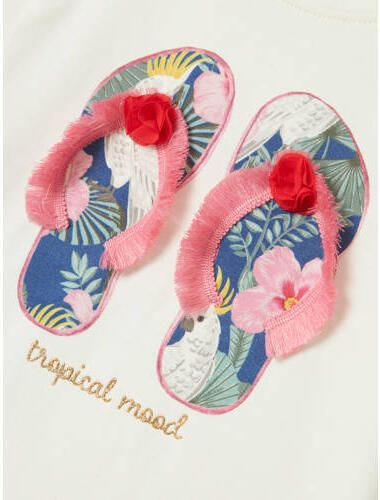 Name it MINI T-shirt NMFFRANSISCA met printopdruk en 3D applicatie wit Meisjes Stretchkatoen Ronde hals 104