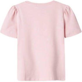 Name it MINI top NMFHELLAS met printopdruk lichtroze Meisjes Biologisch katoen Ronde hals 80