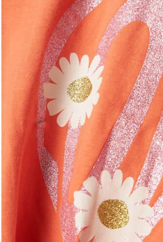 Name it MINI T-shirt NMFKIKATIE met printopdruk koraaloranje Meisjes Katoen Ronde hals 104