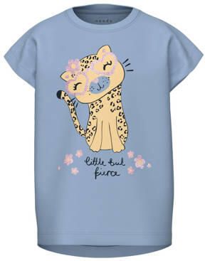 Name it MINI T-shirt NMFVIOLET set van 2 zachtblauw wit Meisjes Katoen Ronde hals 122 128