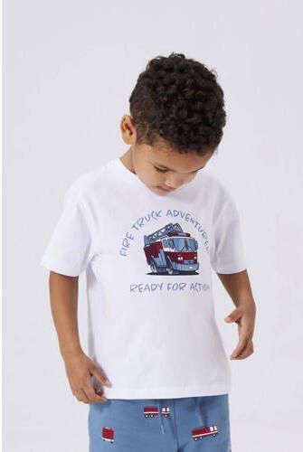 Name it MINI T-shirt NMMFIRKANO met printopdruk wit Jongens Katoen Ronde hals 122 128 - Foto 2