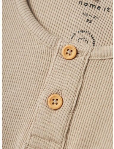 Name it MINI ribgebreid T-shirt NMMKAB zand Beige Jongens Katoen Ronde hals 116 - Foto 5