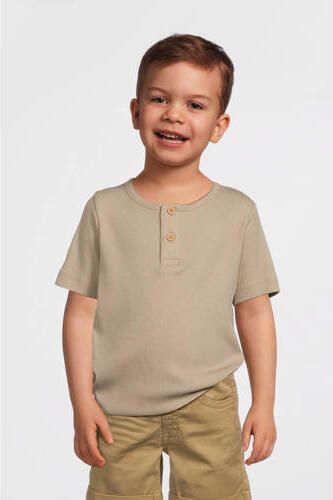Name it MINI ribgebreid T-shirt NMMKAB zand Beige Jongens Katoen Ronde hals 116 - Foto 6