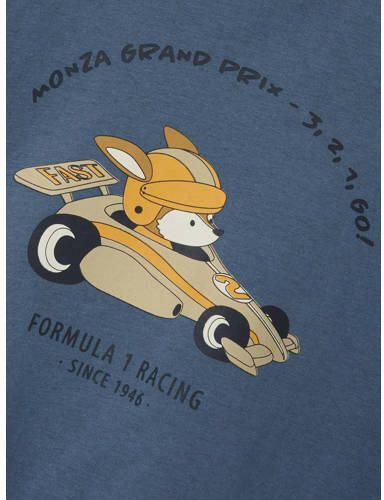 Name it MINI T-shirt NMMKENDJO met printopdruk blauw Jongens Katoen Ronde hals 104