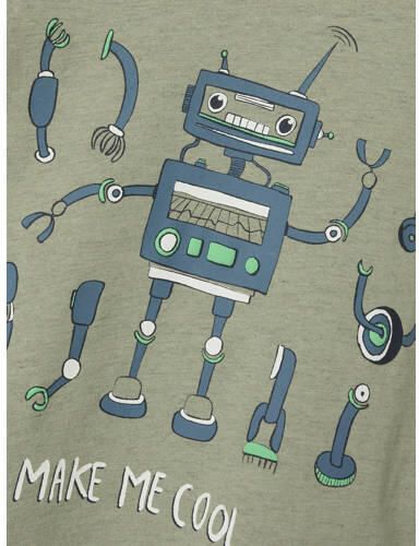 Name it MINI T-shirt NMMKENDJO met printopdruk zachtgroen Jongens Katoen Ronde hals 104 - Foto 2