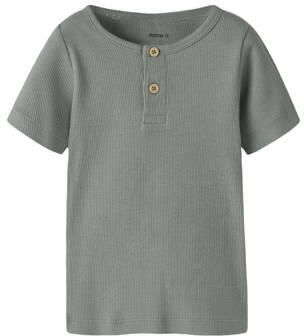 NAME IT MINI T-shirt rib gebreid grijsgroen Jongens Stretchkatoen Ronde hals