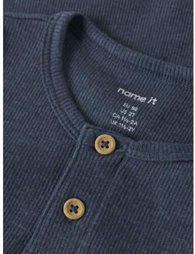 NAME IT MINI T-shirt rib gebreid indigo blauw Jongens Stretchkatoen Ronde hals - Foto 2