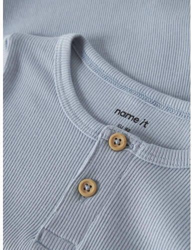 NAME IT MINI T-shirt rib gebreid lichtblauw Jongens Stretchkatoen Ronde hals - Foto 2