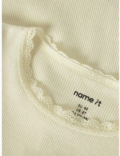 NAME IT MINI T-shirt rib gebreid lichtgeel Meisjes Stretchkatoen Ronde hals - Foto 2
