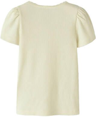 NAME IT MINI T-shirt rib gebreid lichtgeel Meisjes Stretchkatoen Ronde hals - Foto 3