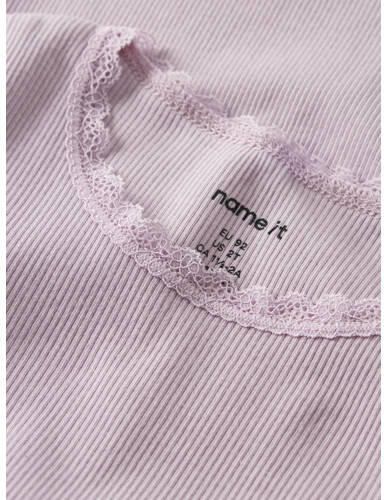 NAME IT MINI T-shirt rib gebreid Lila Paars Meisjes Stretchkatoen Ronde hals - Foto 2