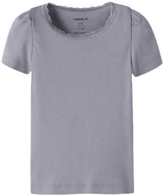 NAME IT MINI T-shirt rib gebreid paars Meisjes Stretchkatoen Ronde hals