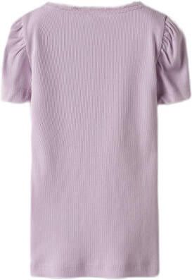 NAME IT MINI T-shirt rib gebreid paars Meisjes Stretchkatoen Ronde hals - Foto 5
