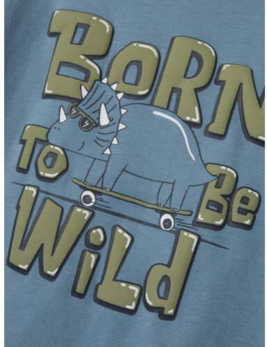Name it MINI T-shirt set van 2 blauw wit Jongens Katoen Ronde hals Printopdruk 122 128 - Foto 2