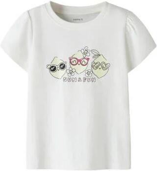 NAME IT MINI T-shirt wit Meisjes Katoen Ronde hals Printopdruk