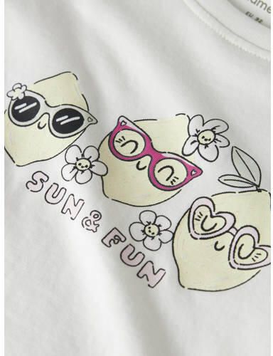 NAME IT MINI T-shirt wit Meisjes Katoen Ronde hals Printopdruk - Foto 2