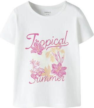 NAME IT MINI T-shirt wit Meisjes Stretchkatoen Ronde hals Printopdruk
