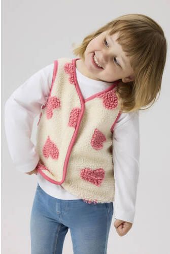 NAME IT MINI teddy jacquard gilet met hartjes roze Hartjes